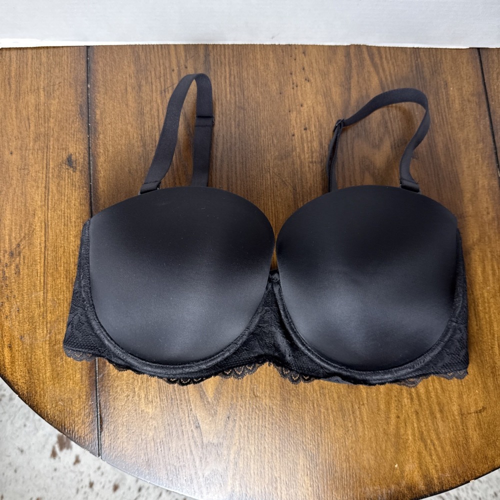 Torrid Curve Strapless Option Lined Smooth Bra Black Lace Underwire 38F NWOT